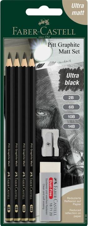 Produktbild Faber-Castell Pitt Graphite Matt Bleistift (14B, 6B, 2B, 10B, 4 x)