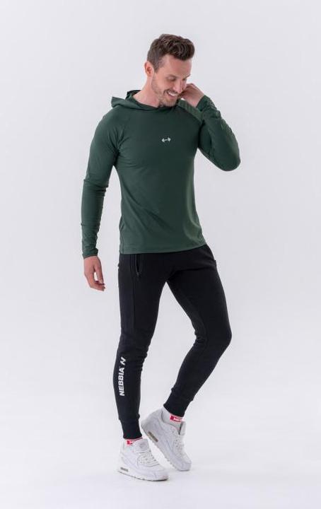 Image du produit Nebbia T-shirt à manches longues avec une capuche 330 vert foncé (L)