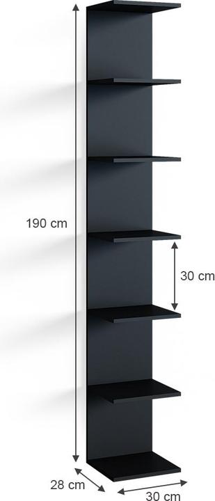 Produktbild Vicco Wandregal Paolo, Schwarz, 28 x 190 cm 2er Set