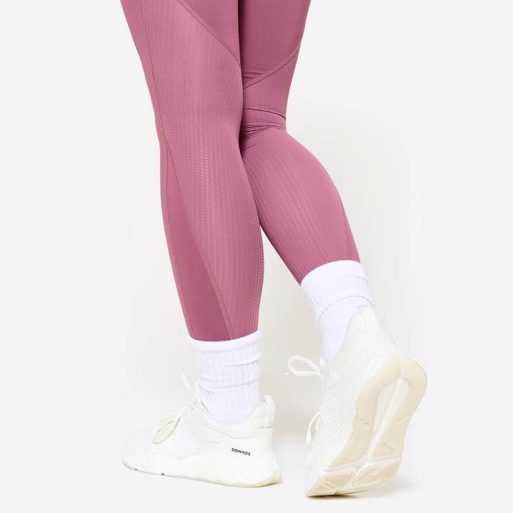 Domyos Sportleggings Damen hoher Bund - violett