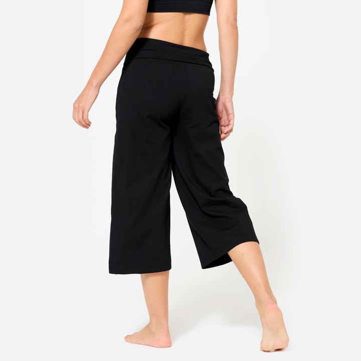 Actual product image Kimjaly Yoga Caprihose Damen hoher Bund - tiefschwarz (S)