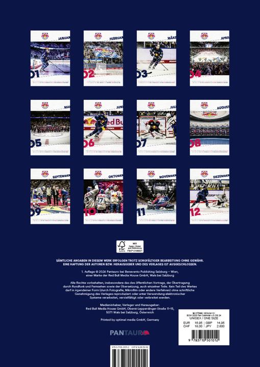 Actual product image EHC Red Bull Munich 2025 - Fan calendar (29.7 x 42 cm, Hardcover, German)