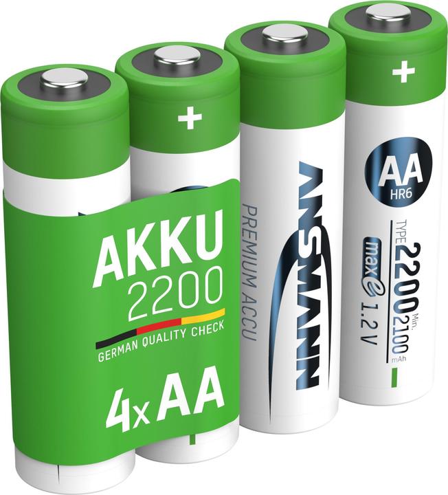 Ansmann Batteria NiMH Mignon AA tipo 2200 (min. 2100 mAh) maxE (4 pz., AA, 2100 mAh)