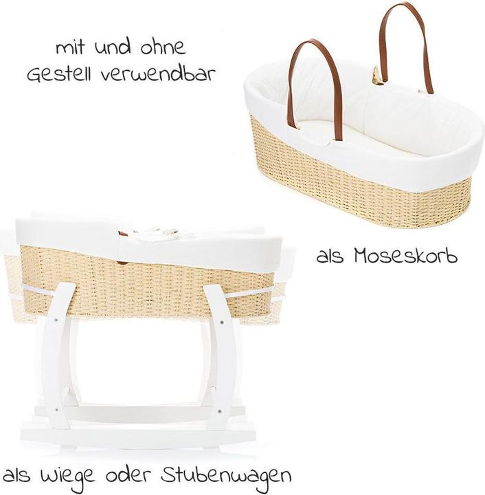 Produktbild Fillikid Stubenwagen & Wiegen Moseskorb Set mit Schaukelgestell inkl. Innenbezug