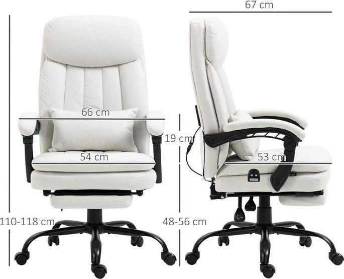 Produktbild Swisshandel24 Bürostuhl mit Massage- und Wärmefunktion, ergonomisch, 155° verstellbaren Rückenlehne, Cremeweiss