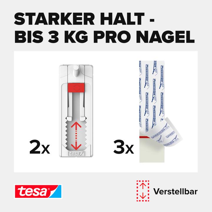 Produktbild tesa Klebenagel für Fliesen & Metall, höhenverstellbar