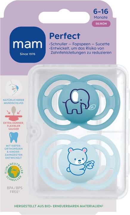 Produktbild MAM Perfect Silikon, 6-16 Mon., 2 Stk, Elefant/Bär (2 x, 6 - 16 Monate)