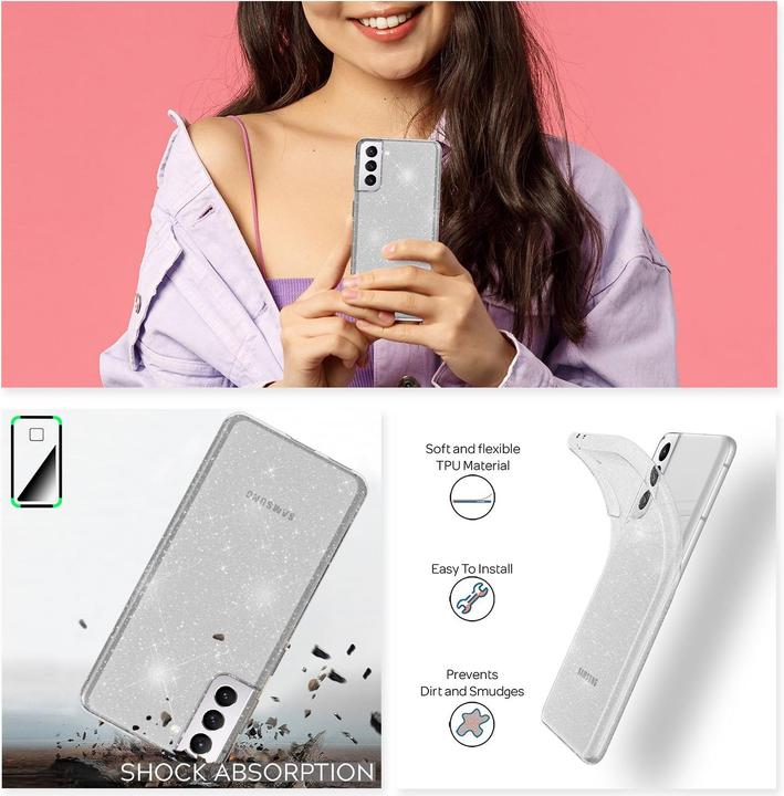 Immagine prodotto Nalia Custodia per cellulare Glitter (Samsung Galaxy S21+)