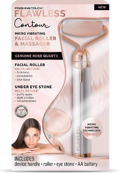 Actual product image Flawless Contour Face Roller with Rose Quartz White