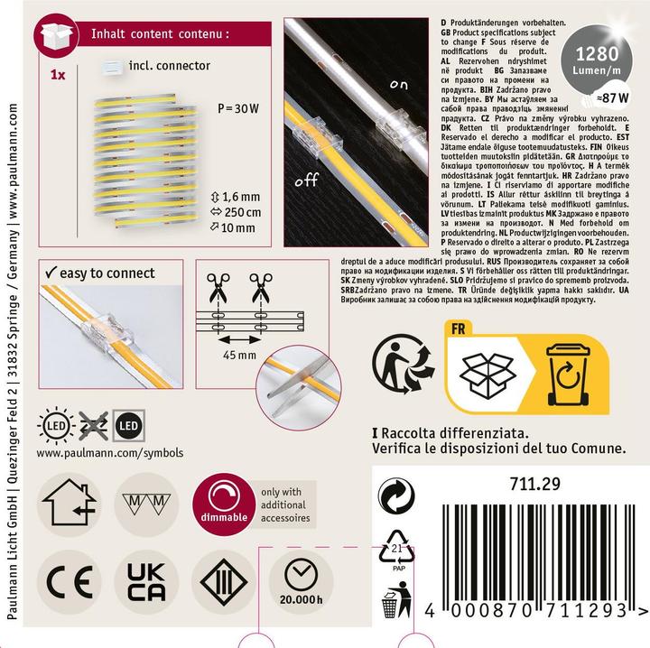 Produktbild Paulmann MaxLED 1000 Full-Line COB Stripe (Tageslicht, 250 cm, Indoor)