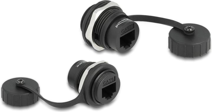 Produktbild Delock RJ45 Cat.6 Einbaubuchse mit Verschlusskappe IP67 staub- und wasserdicht (CAT6, 0.03 m)