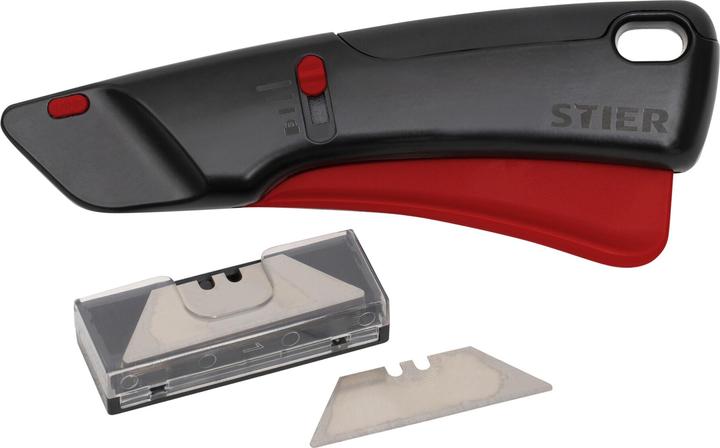Produktbild Stier Sicherheits-Cuttermesser Premium mit 10 Ersatz-Klingen, automatischem Klingeneinzug (Cutter)