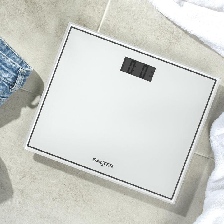Actual product image Salter 9207 WH3R Compact Glass Electronic Bathroom Scale - Baltas (150 kg)