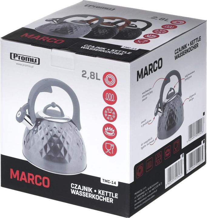 Produktbild Promis TMC14G Wasserkocher 2 8 l MARCO grau glänzend (3 l, EU-Stecker)