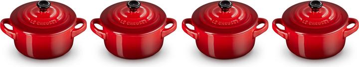 Actual product image Le Creuset Mini-Cocotte 4er Set "Cherry Red