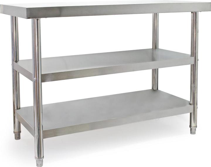 Wiltec Edelstahl Arbeitstisch Edelstahltisch mit 2 Ablage für Gastro 120x60x85cm