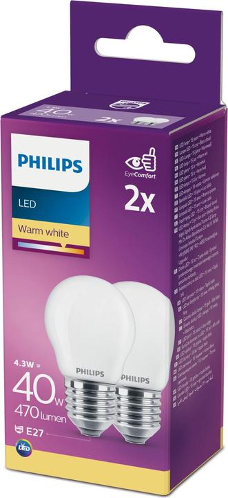Actual product image Philips Lamp P45 (E27, 4.30 W, 470 lm, 2 x, F)