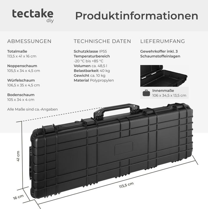 Produktbild tectake Gewehrkoffer Universalbox (48.50 l)