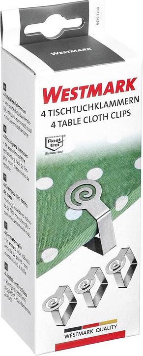 Immagine prodotto Westmark Clip per tovaglie argento 4 pezzi. (6 x 6 cm)