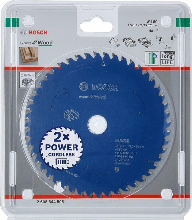 Actual product image Bosch Professional Zubehör Cordless circular saw blade Expert for Wood, 160 x 1.5/1 x 20, 48 teeth