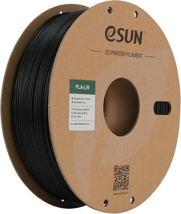 Image du produit eSUN ePLA-LW Noir Léger Filament 1.75mm 1Kg (PLA, 1.75 mm, 1000 g, Noir)