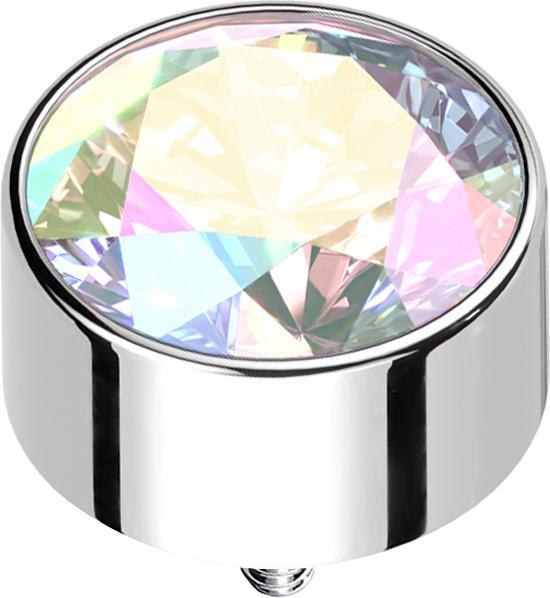 Produktbild Star Piercing Dermal Anchor Zylinder hoch silber mit Kristall multicolor (ohne Messing, Titan G23)