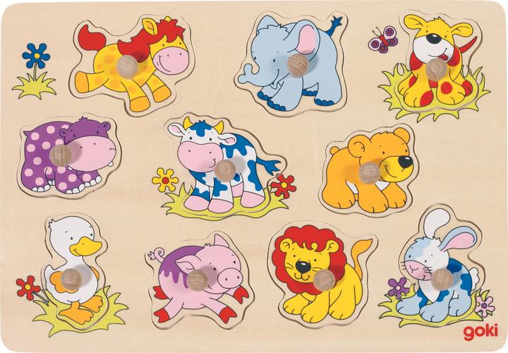 Produktbild Goki Hölzerne Studs Jigsaw Tiere Baby (10 Teile)
