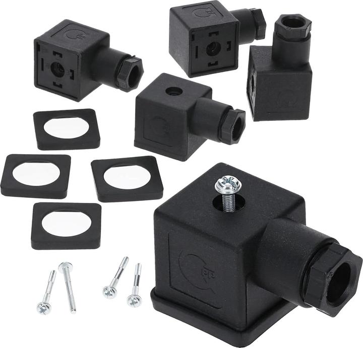 Image du produit Kalitec 5 Stück Ventilstecker Bauform A schwarz 3 polig I Kontaktfläche 27 x 27 mm² I PG9 I Kontaktt