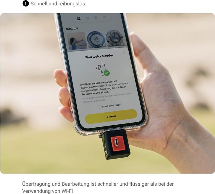 Immagine prodotto Insta360 Versione orizzontale di Quick Reader (ONE R) (Una R, Una RS, Android, iPhone)
