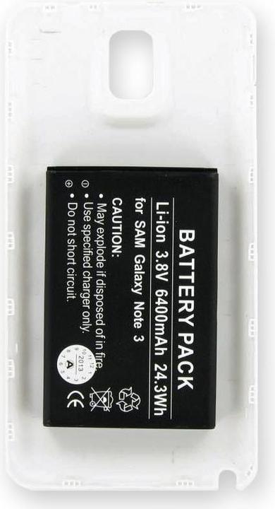 Actual product image AccuCell Battery Samsung Galaxy Note 3, Note III, B800BE, B800BU with white case