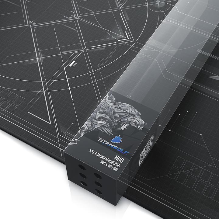 Actual product image Titanwolf Gaming mouse pad XXL, smooth fabric, speed mouse mat 900 x 400mm large surface, HUD motif (Wide)