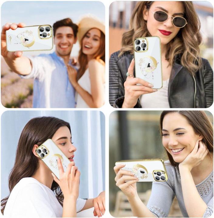 Image du produit Kingxbar Etui de luxe Moon Series avec cristaux Swarovski pour iPhone 13 Pro Gold (Butterfly) (Apple iPhone 13 Pro)