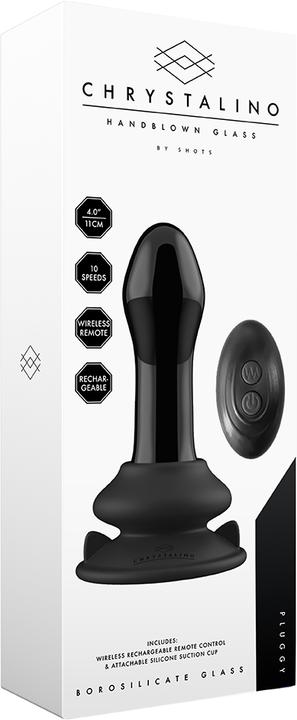 Produktbild Shots Pluggy - Glass Vibrator - With Suction Cup and Remote - Rechargeable - 10 Speed