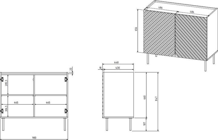 Actual product image Cama 2D chest of drawers ONDA 98x45xH85 green (98 x 45 x 85 cm)