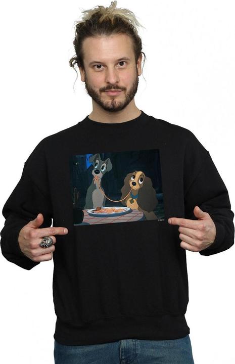 Actual product image Disney Mens Lady And The Tramp Spaghetti Slurp Sweatshirt (XXL)