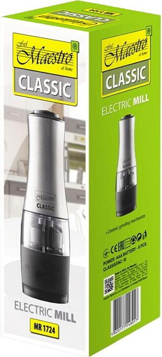 Image du produit Maestro Moulin à épices 2en1 sel électrique (Poivre, Sel marin, Sel)