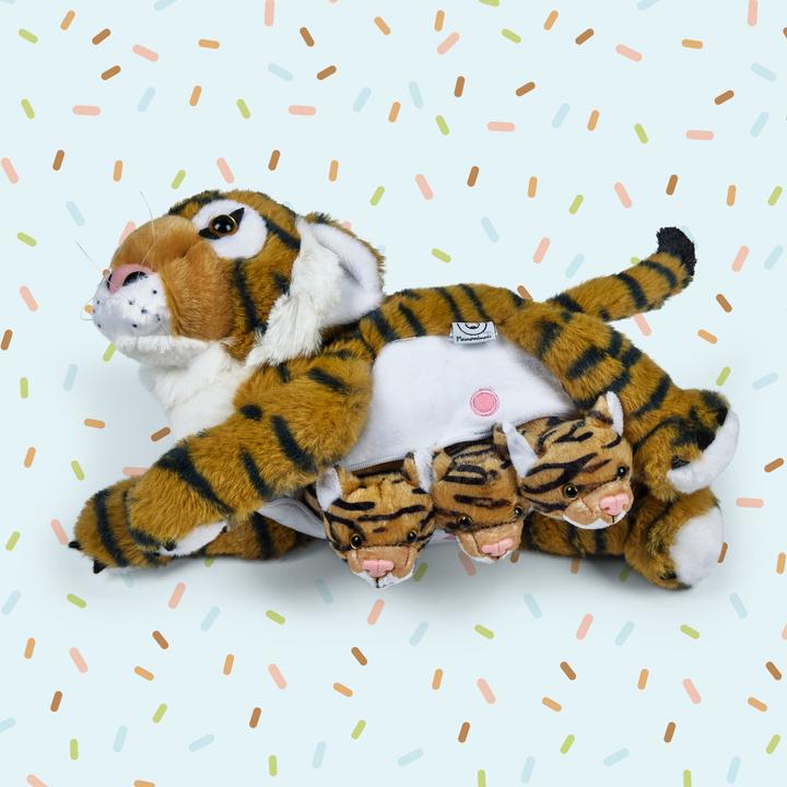 Image du produit Mamanimals Doudou Maman Tigre & Bébés (16 cm)