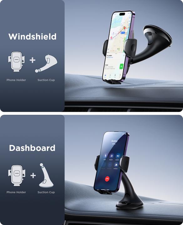 Image du produit Joyroom Porte-appareil mobile 360° avec coupelle d'aspiration pour pare-brise et interface entreprise - Noir