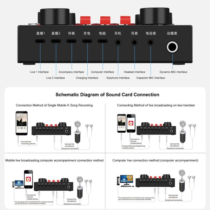 Produktbild Puluz Sound Card Live Broadcast Bluetooth + Scissor Arm & Metal Shock Mount, Chinese Version (Black)