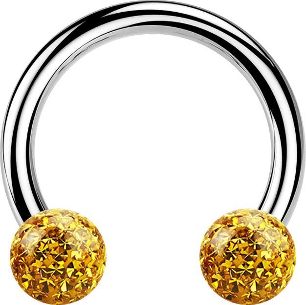 Produktbild Star Piercing Circular Barbell silber mit zwei Kristall Kugeln topaz Epoxy Schutzschicht (Chirurgenstahl 316L)