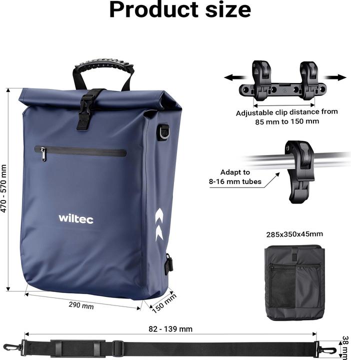 Actual product image Wiltec Gepäckträgertasche gelb 25l Fahrradtasche Rucksack Gepäcktasche (25 l, Luggage carrier bag)