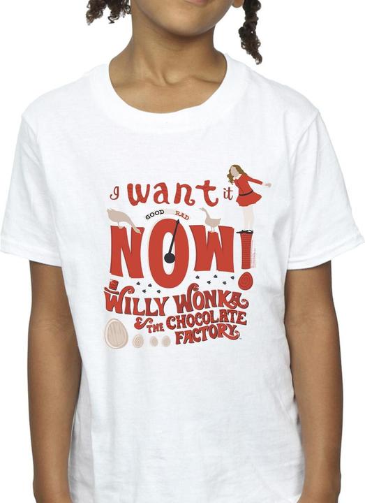 Actual product image Willy Wonka & the Chocolate Factory Girls Verruca Salt I Want It Now Cotton T-Shirt (128)