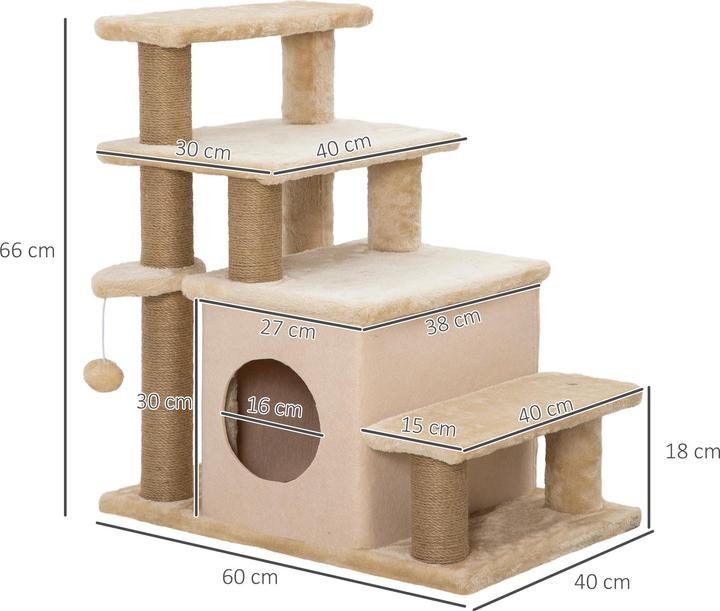 Actual product image PawHut Dog steps with hut (Dog, Cat, Foldable)