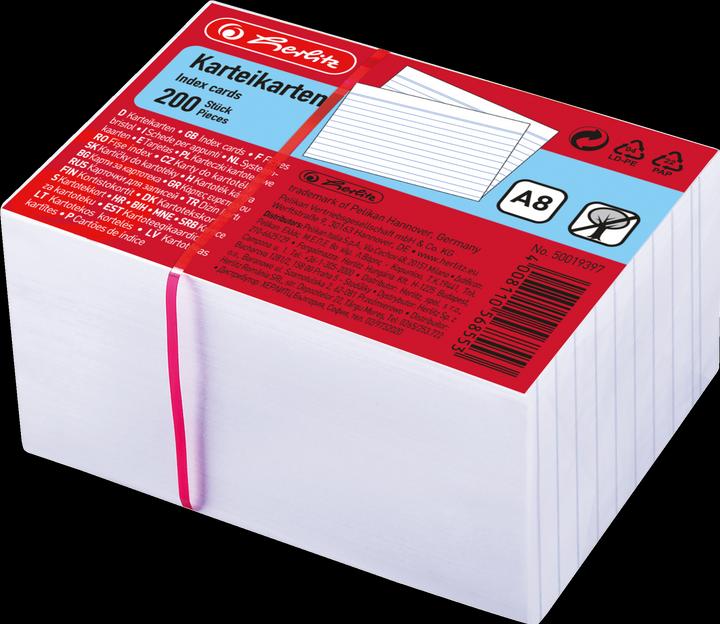 Produktbild Herlitz Karteikarten, DIN A8, liniert, weiá (A8, 170 g/m², 200 x)