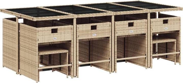 Produktbild VidaXL Gartenmöbel Essgruppe Gartengarnitur 13-tlg. Beigemischung Poly Rattan (220 cm)