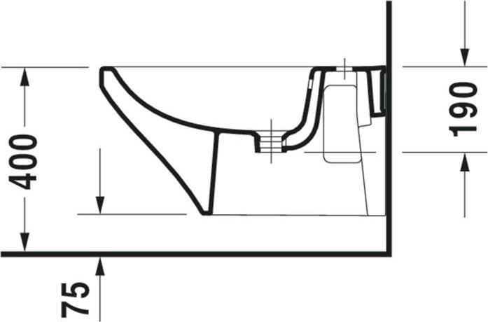 Produktbild Duravit Wand-Bidet DURASTYLE m ÜL HLB 370x620mm 1 Hahnloch weiss