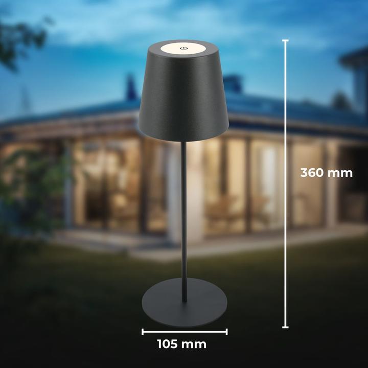 Produktbild B.K.Licht LED Akku Tischleuchte, IP44, 2,5W, anthrazit