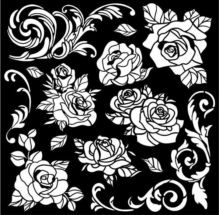 Produktbild Stamperia Schablone "Shabby Rose - Pattern", 18x18cm