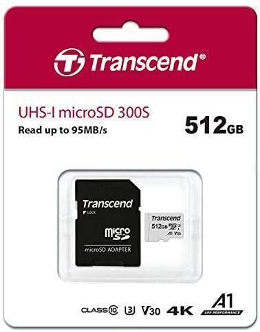 Image du produit Transcend 300S (512 Go, microSDXC, U3, UHS-I)