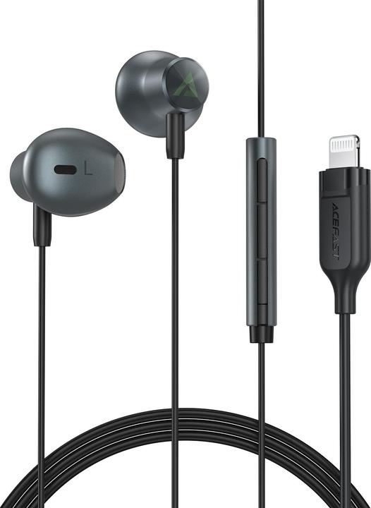 Image du produit Acefast Écouteurs intra-auriculaires L1 avec connecteur Lightning 1,2 m - noir (ANC, Filaire)